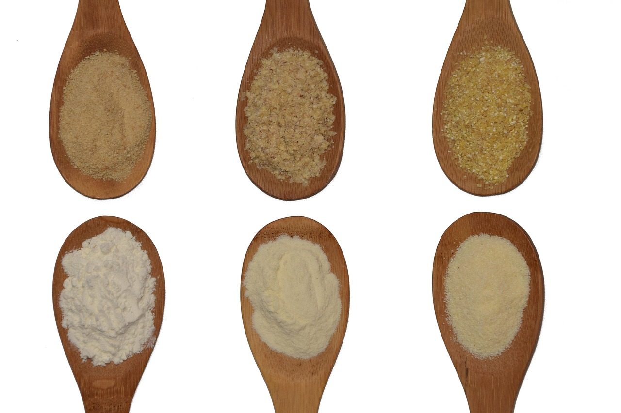 flour, grain, wheat, white flour, semolina, couscous, breadcrumbs, wheat germ, types of flour, different flours, white, spoon, wooden spoon, to bake, baking ingredients, flour, flour, flour, flour, flour, semolina, semolina, semolina, semolina, couscous, couscous, couscous, breadcrumbs, breadcrumbs, wheat germ, wheat germ